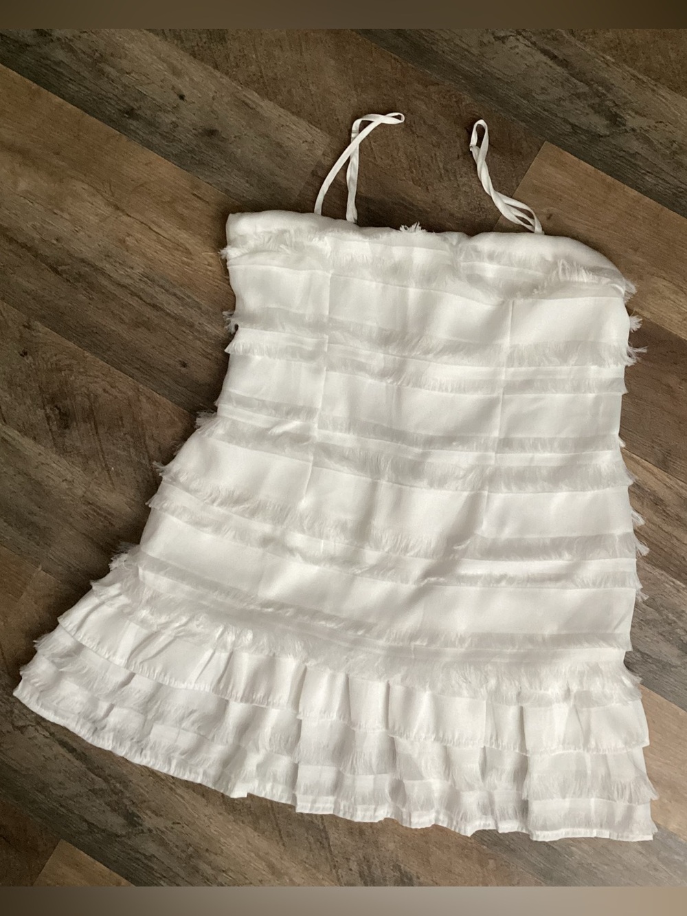 Princess Polly White Spaghetti Strap Ruffle Dress